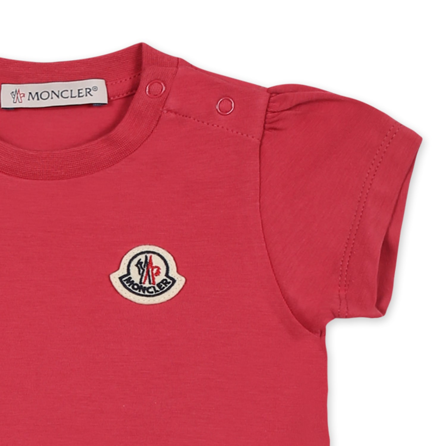 MONCLER FUCHSIA DRESS FOR BABY GIRL WITH LOGO