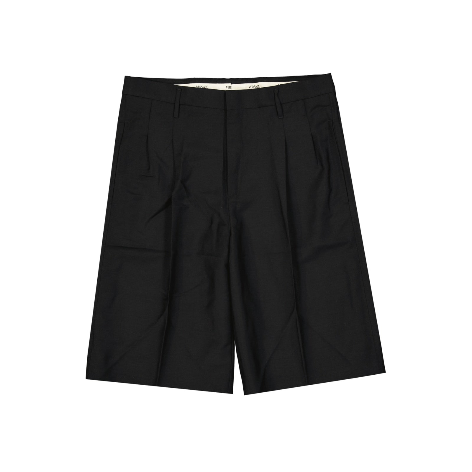 Versace Wool Classic Shorts Men In Black