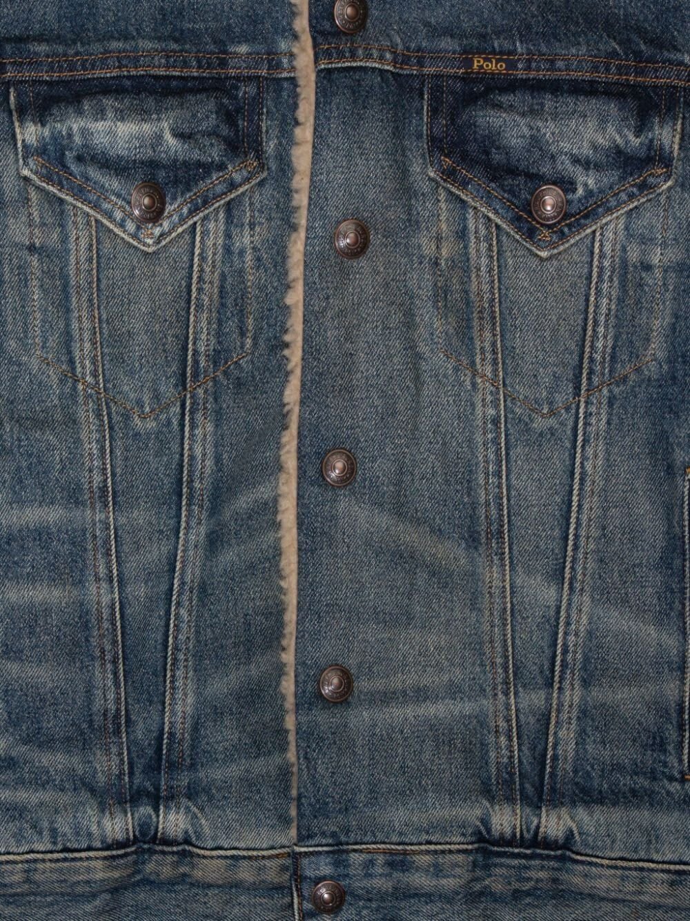 Shop Ralph Lauren Faded Effect Denim Trucker Jacket In Blue