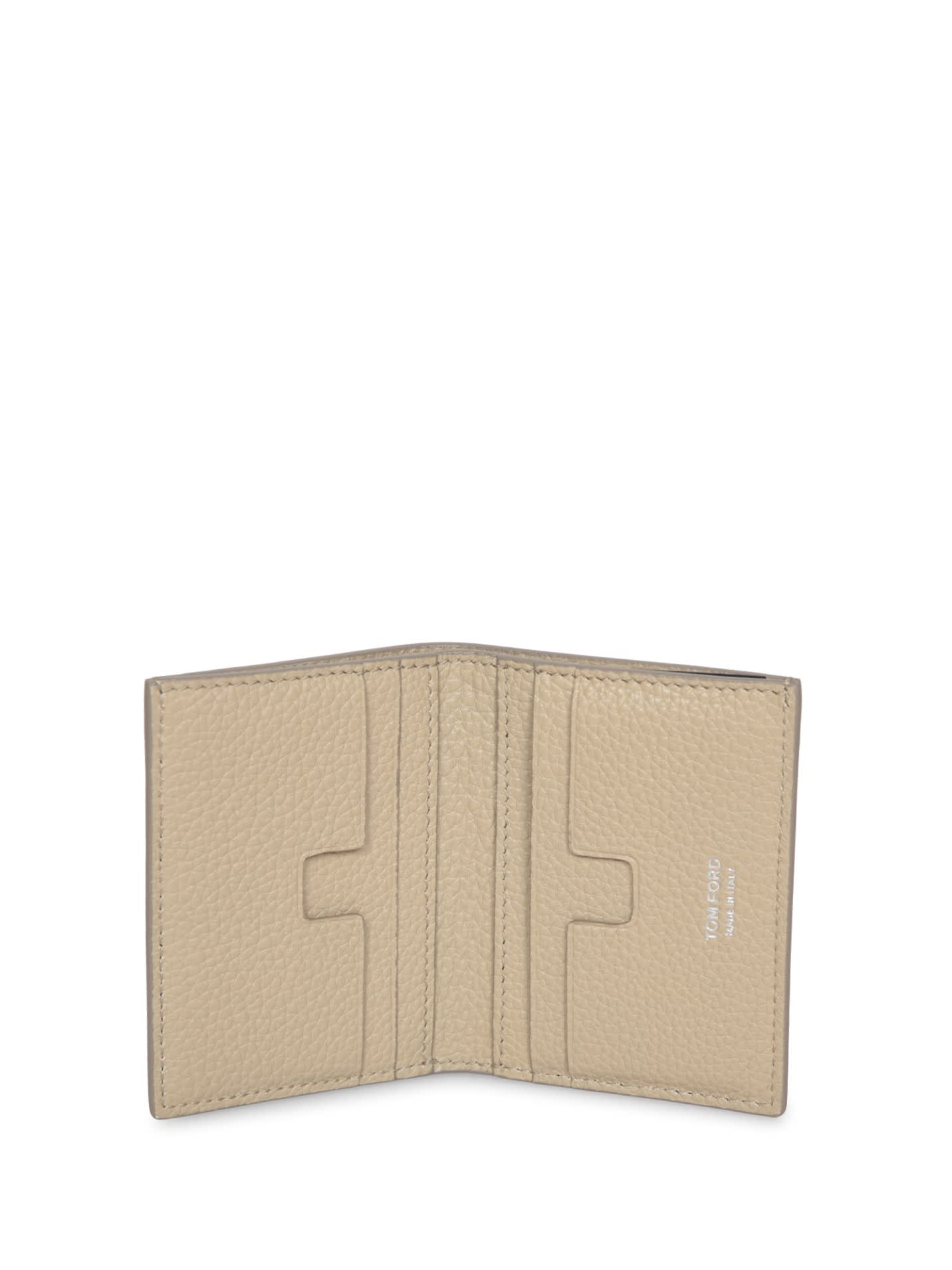 Tom Ford Double-fold Wallet In Beige