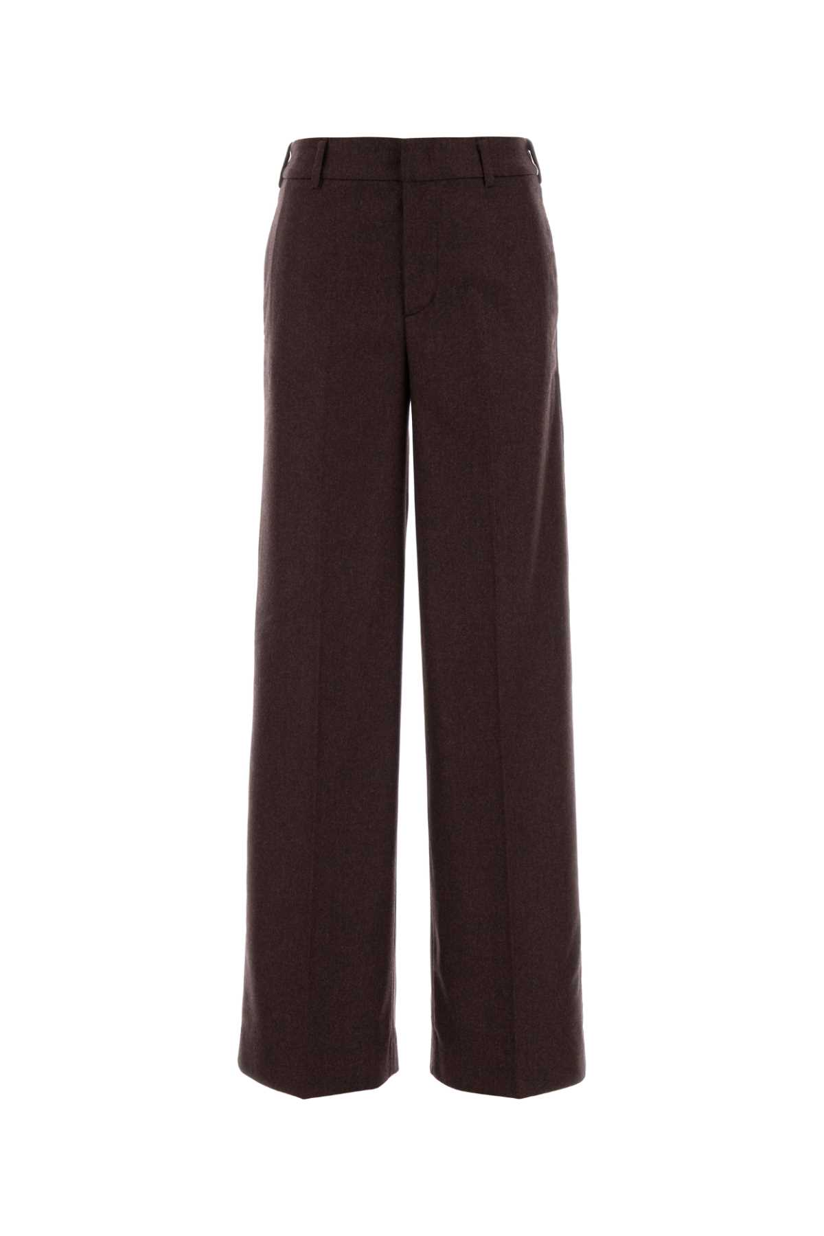 Pt Torino Melange Grape Wool Blend Lorenza Palazzo Pant In Burgundy