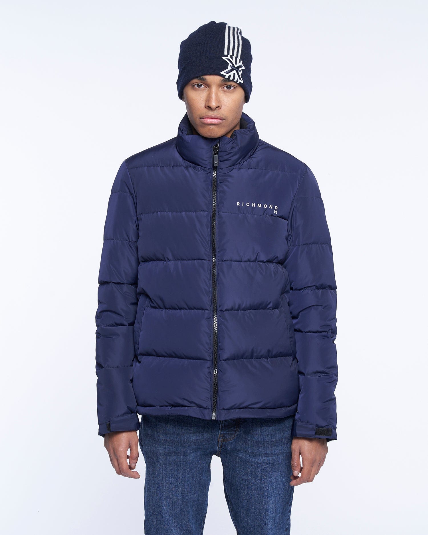 Shop John Richmond Down Jacket With Logo In Grigio