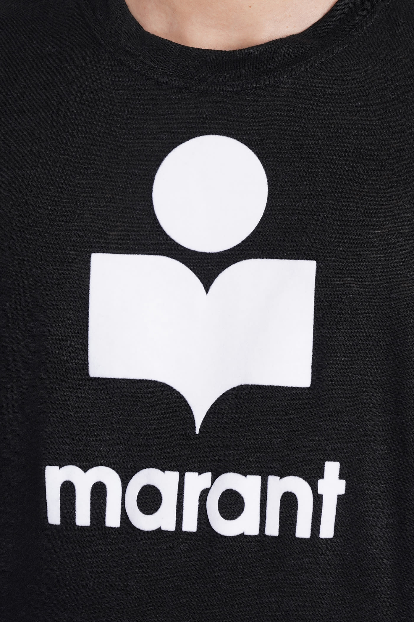 Shop Isabel Marant Karman T-shirt In Black Linen