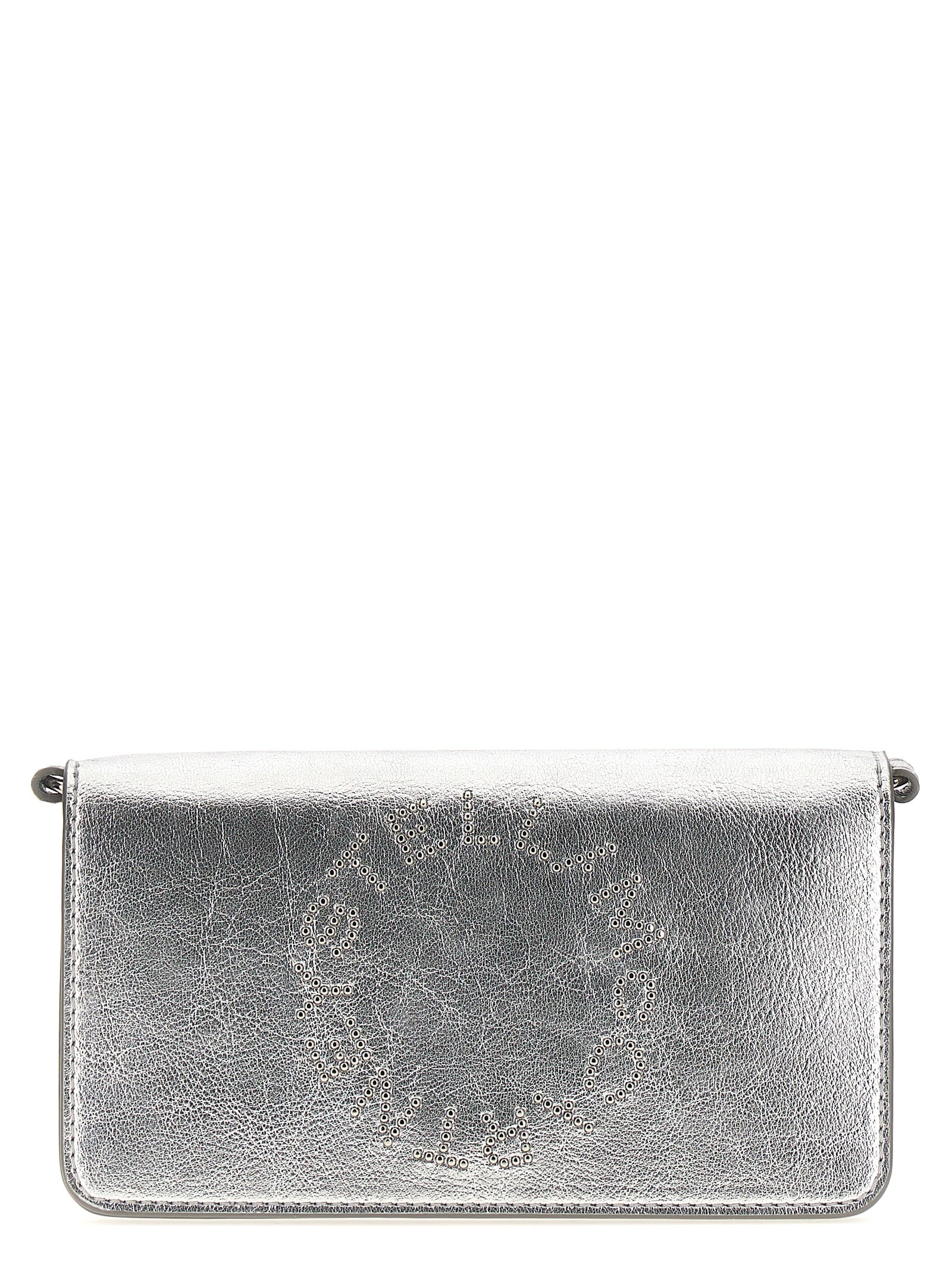 Shop Stella Mccartney Logo Crossbody Bag In Silver