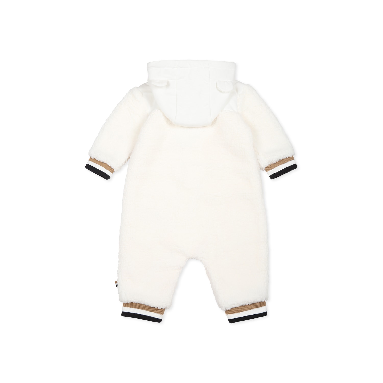Hugo Boss Ivory Babygrow For Baby Boy With Logo In Ivory