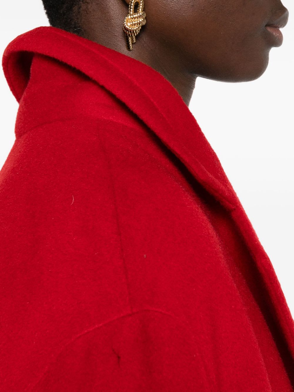 Tagliatore Long Wool Coat With Notched Lapels And Flap Pockets In Red