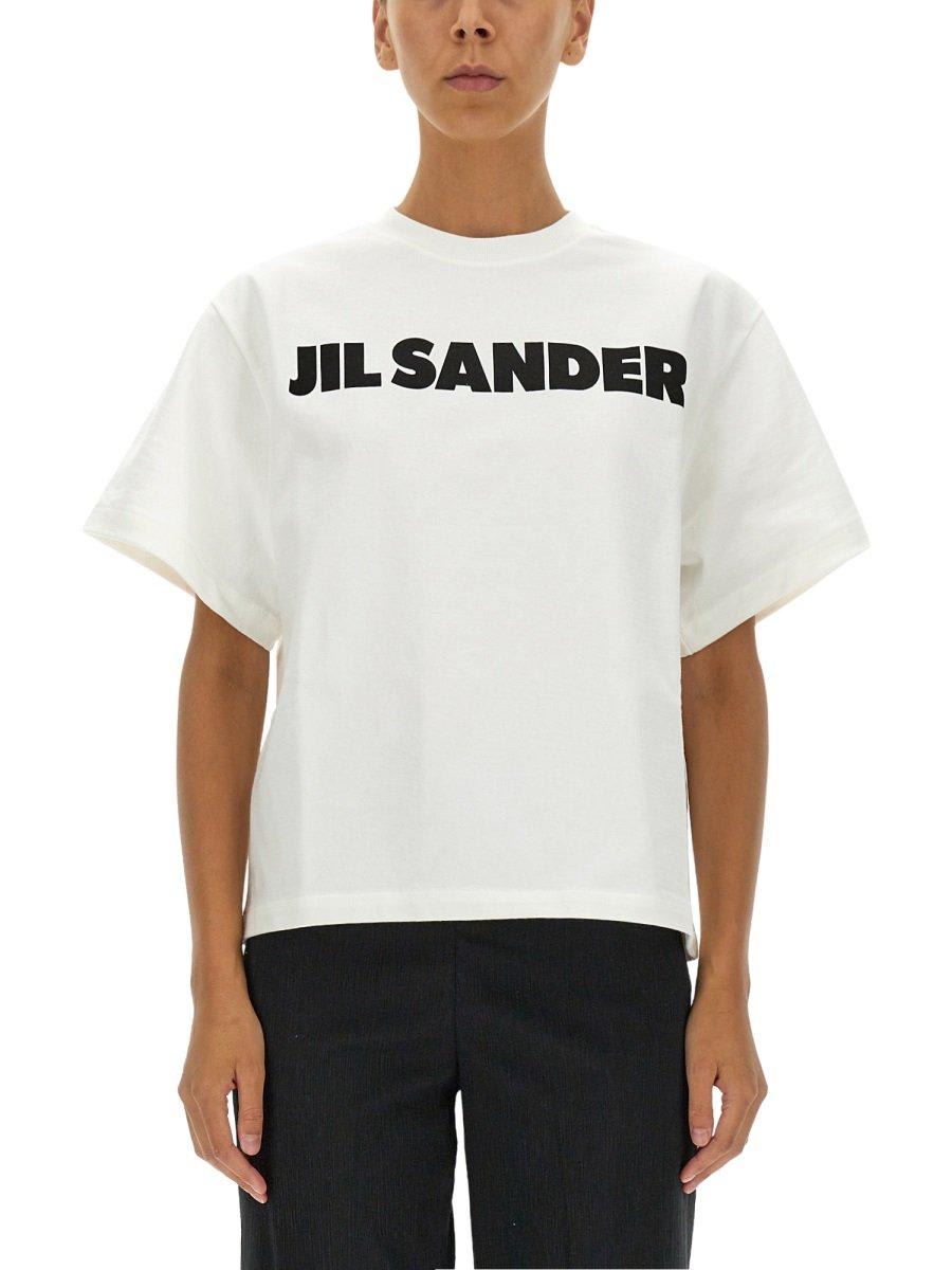Shop Jil Sander Logo Printed Crewneck T-shirt In Natural