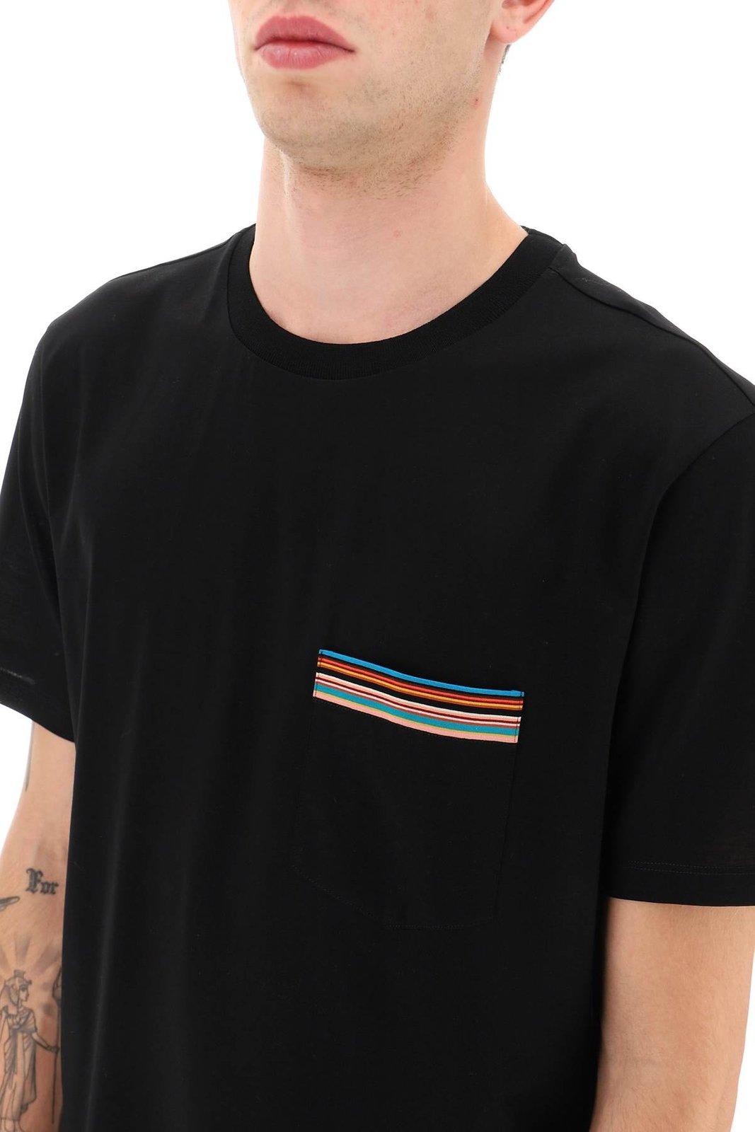 Shop Paul Smith Stripe Detailed Crewneck T-shirt In Black