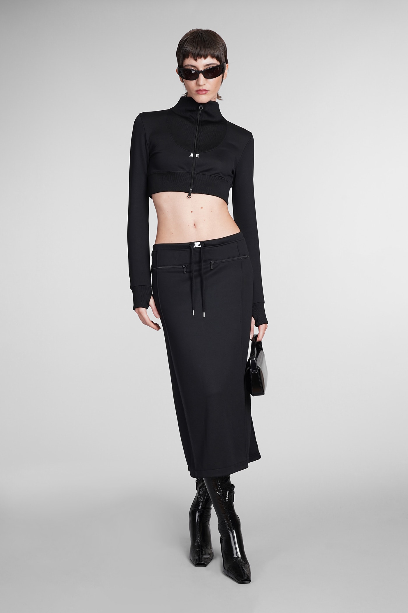 Shop Courrèges Black Polyester Sweatshirt