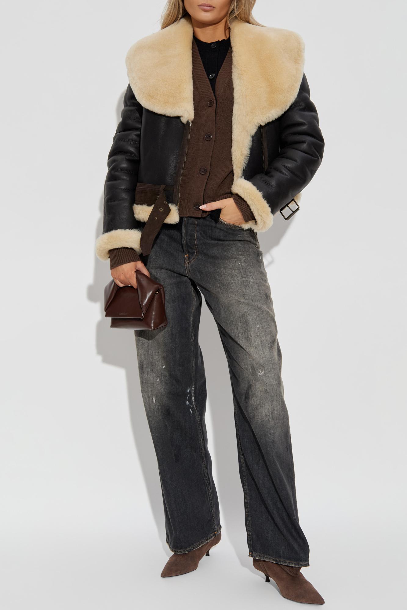 Jw Anderson Sheepskin Coat With Pockets In Black