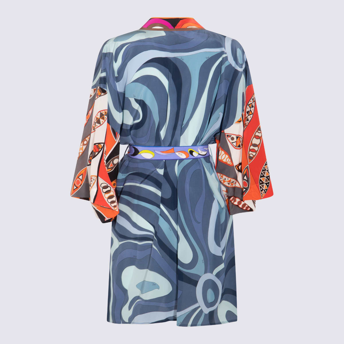 Shop Pucci Blue Multicolour Silk Cape