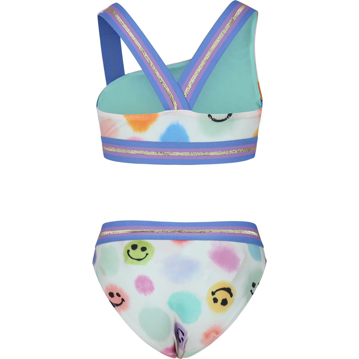 Shop Molo White Bikini For Girl With Smiley In Multicolor