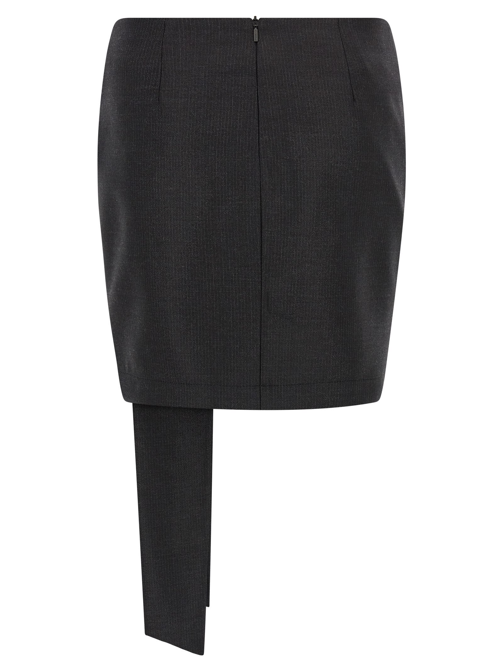 Pinko Asymmetric Hem Skirt Bow Detail In Black