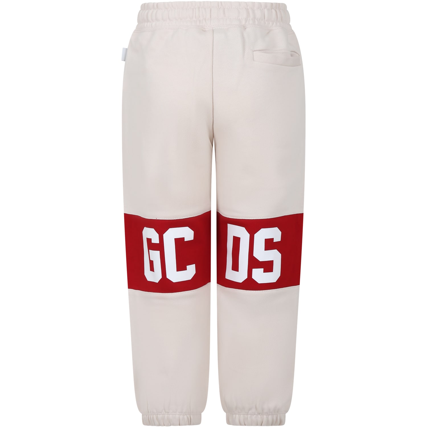 Shop Gcds Mini Beige Trousers For Boy With Logo