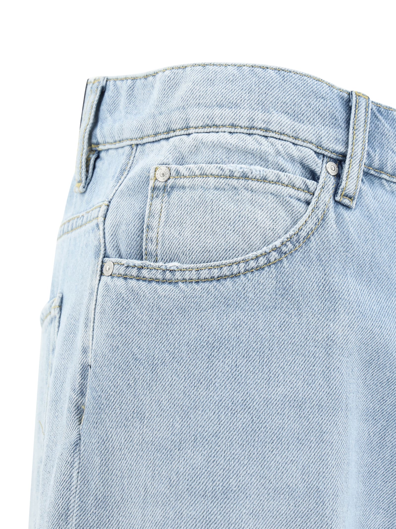 Pinko Ripped Hem Jeans In Lavaggio Bleach Chiaro