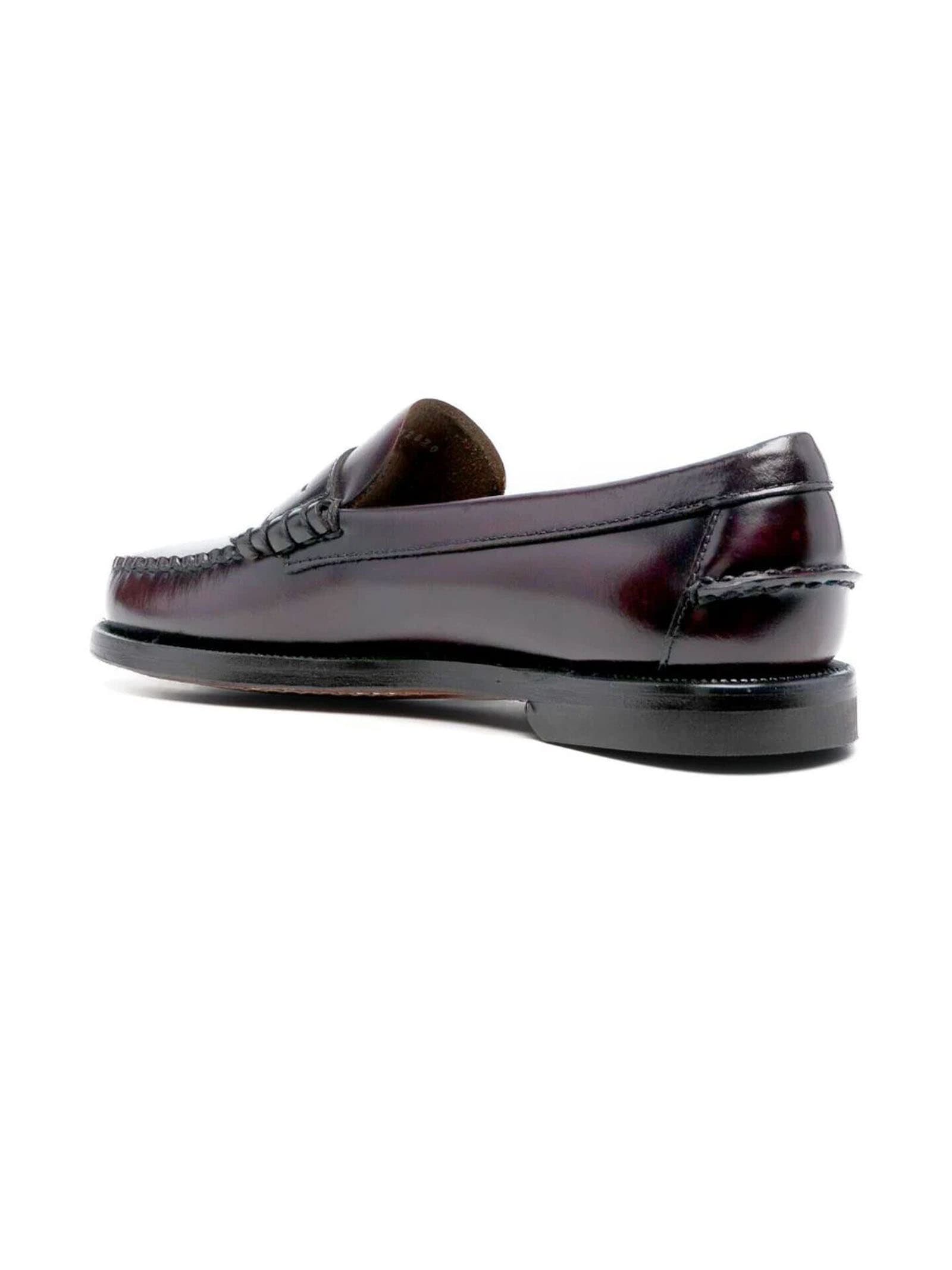 Shop Sebago Classic Dan Leather Loafers In Bordeaux