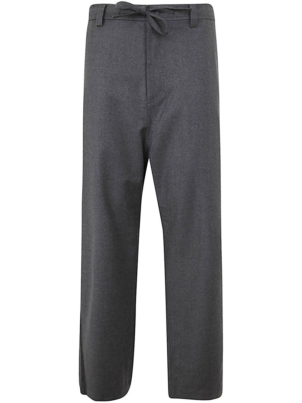 Shop Sofie D'hoore Low Crotch Pants With Zip And Drawstring In Mid Grey Melange