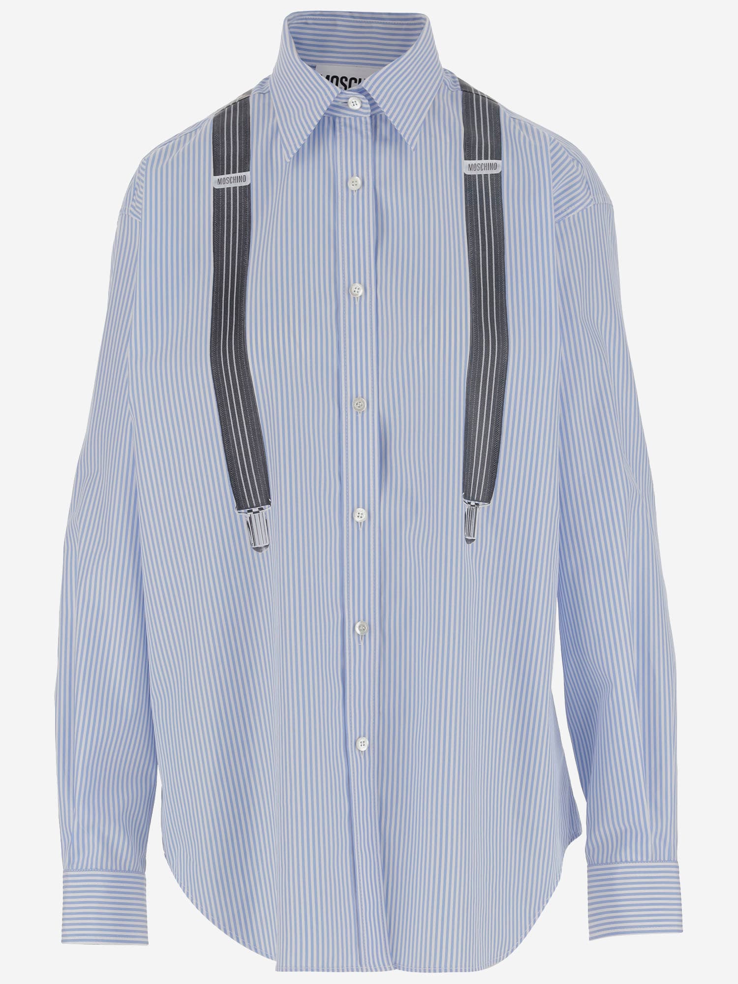 MOSCHINO COTTON POPLIN SHIRT WITH SUSPENDER PRINT 