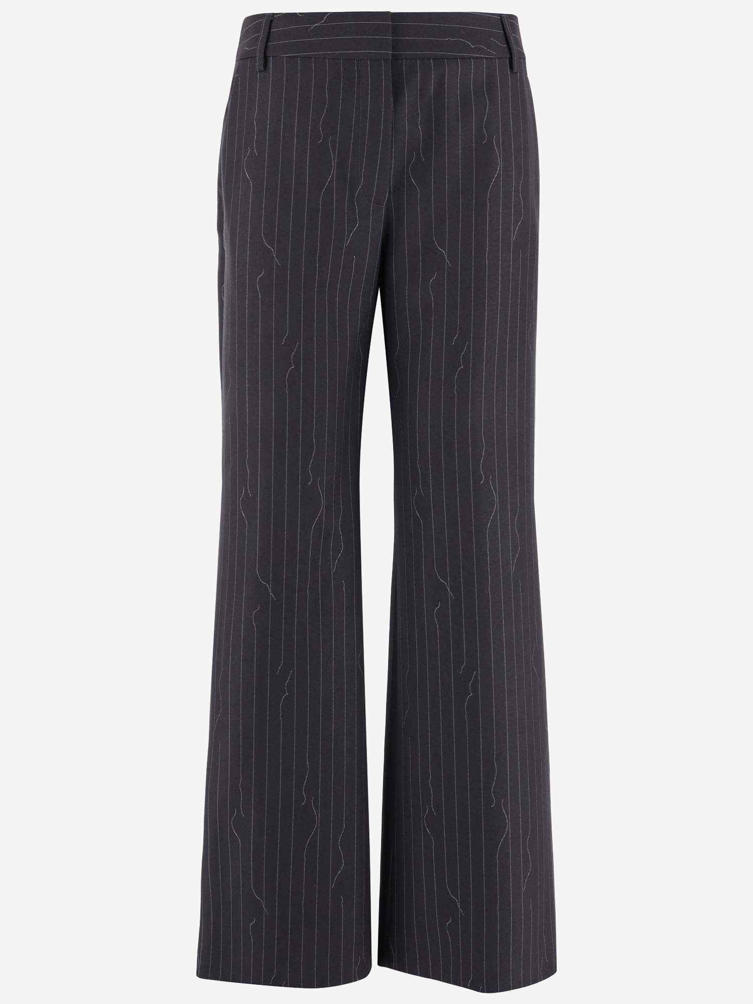 Off-white Wool Blend Pinstripe Pants In Black