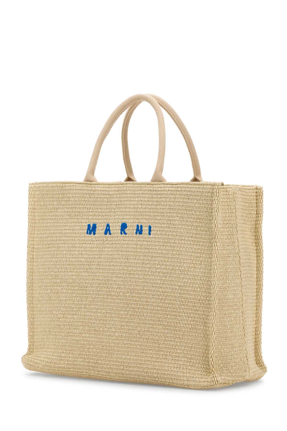 Marni Ivory Raffia Shopping Bag In Silkwhite