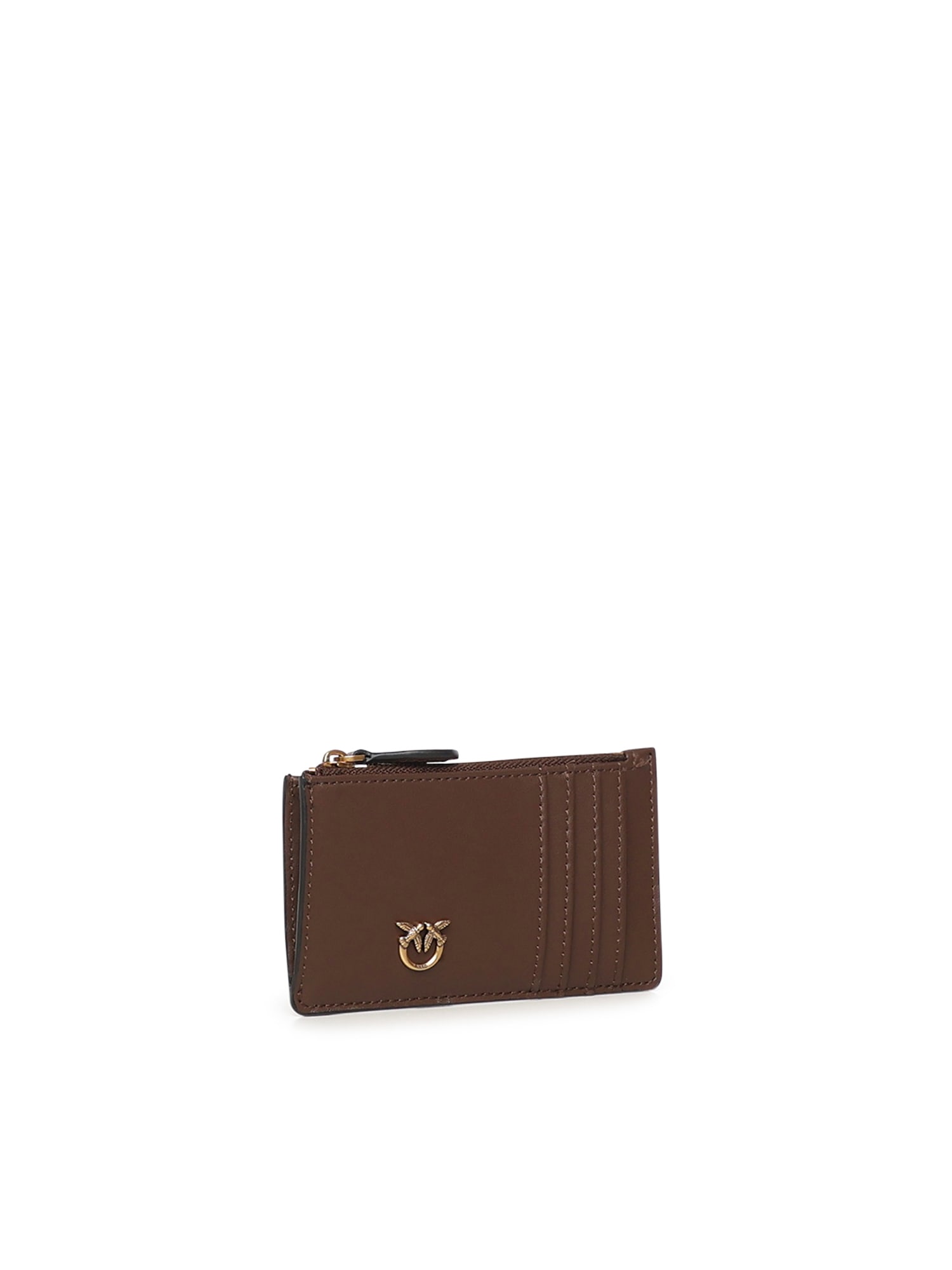 Pinko Zippered Card Holder In Brown