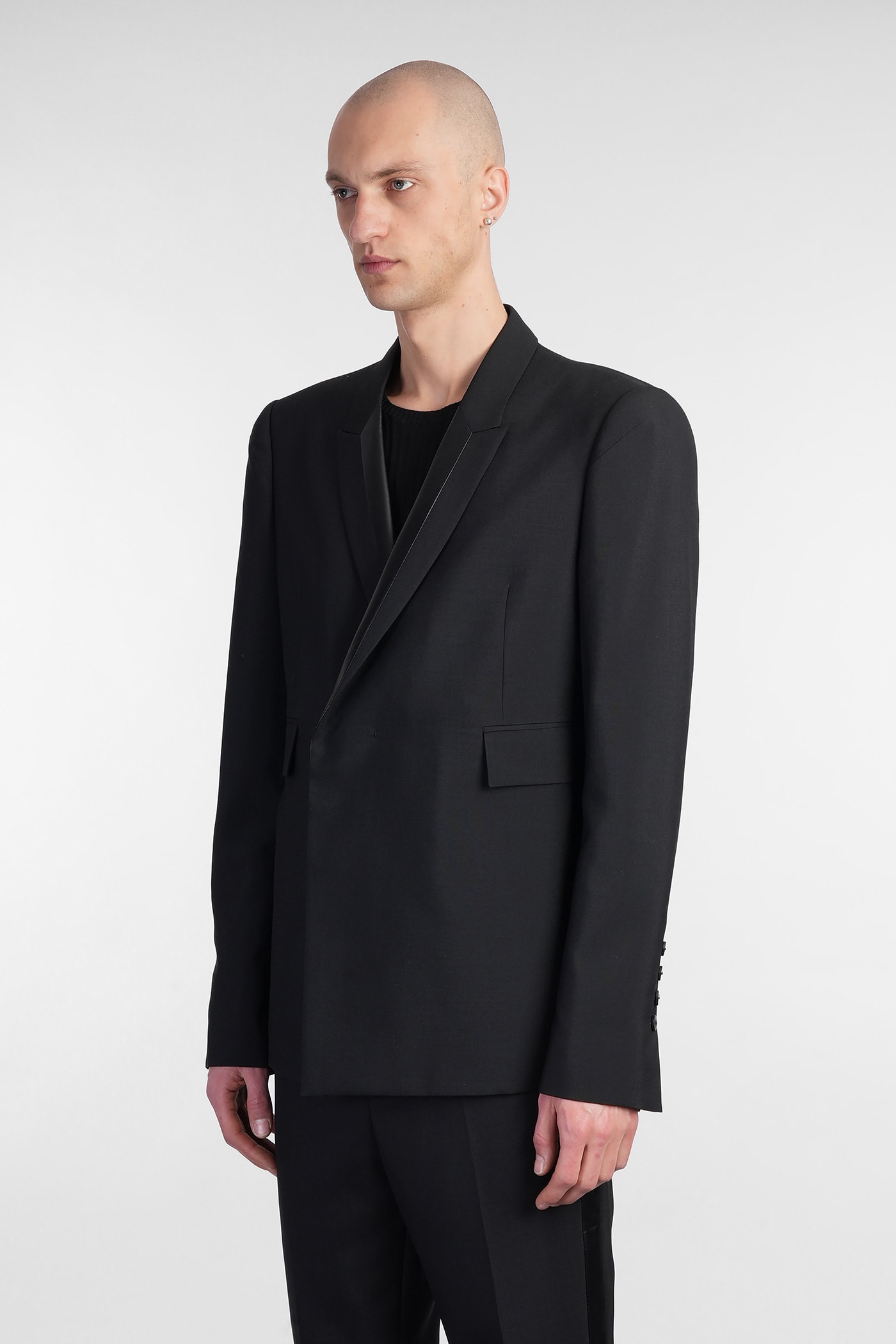 Sapio N 4 Blazer In Black Wool In Black