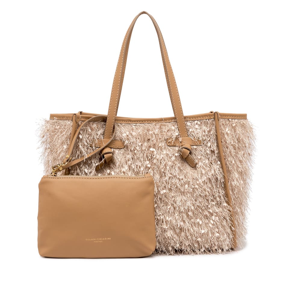 Gianni Chiarini Textured Pink Shopper Bag With Fluffy Exterior In Cipria