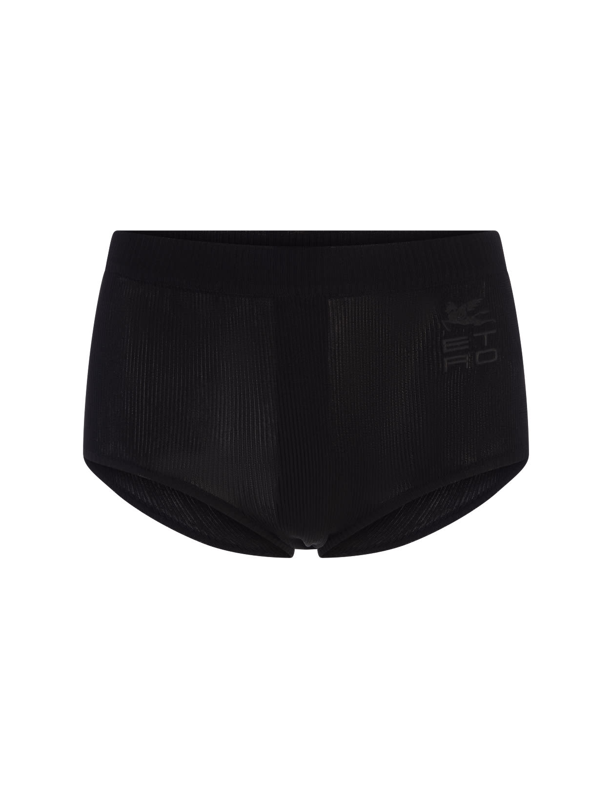 Woman Black Culotte Shorts With Etro Cube Logo