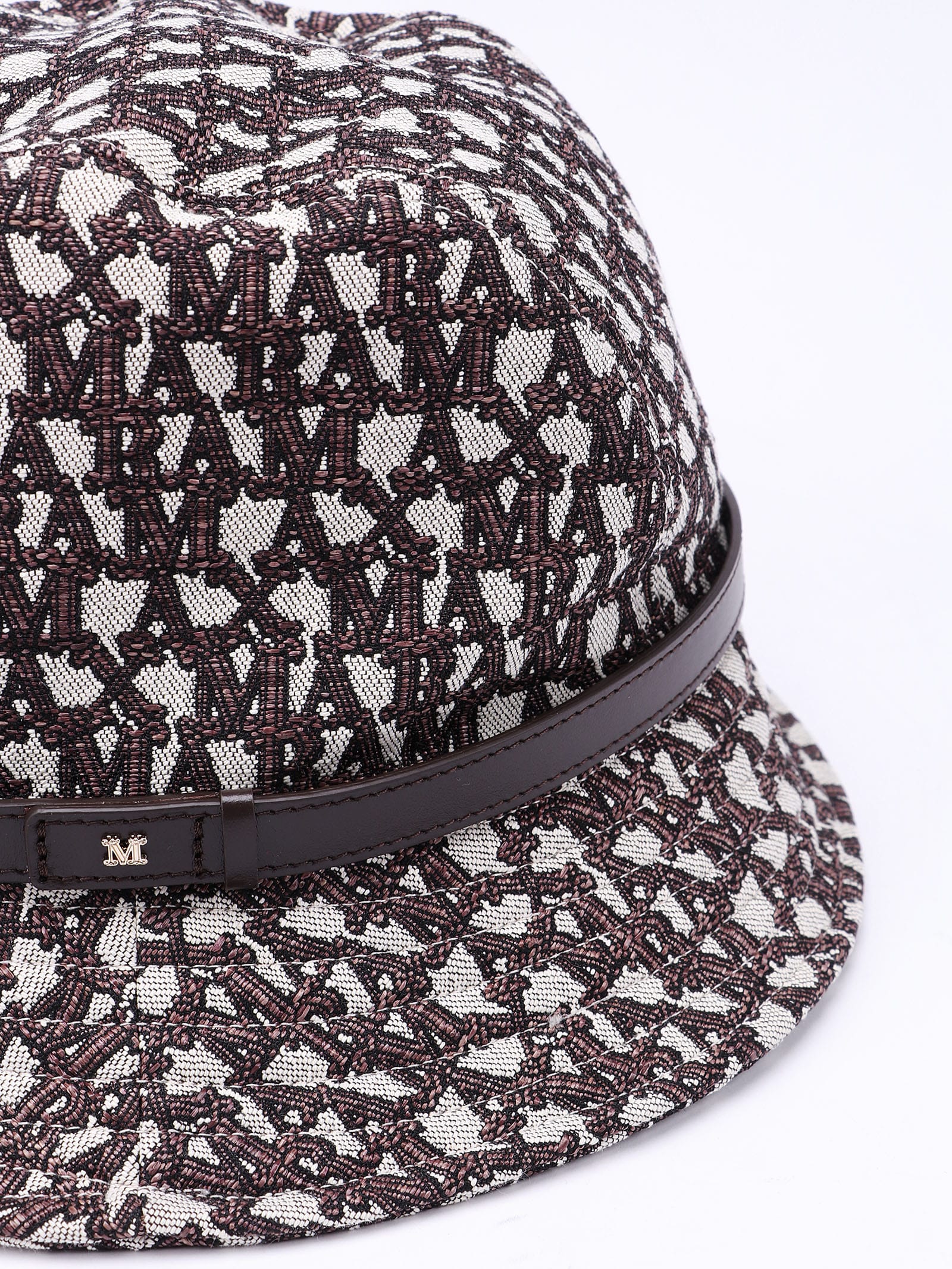 Shop Max Mara All-over Logo Patterned Bucket Hat In Mogano