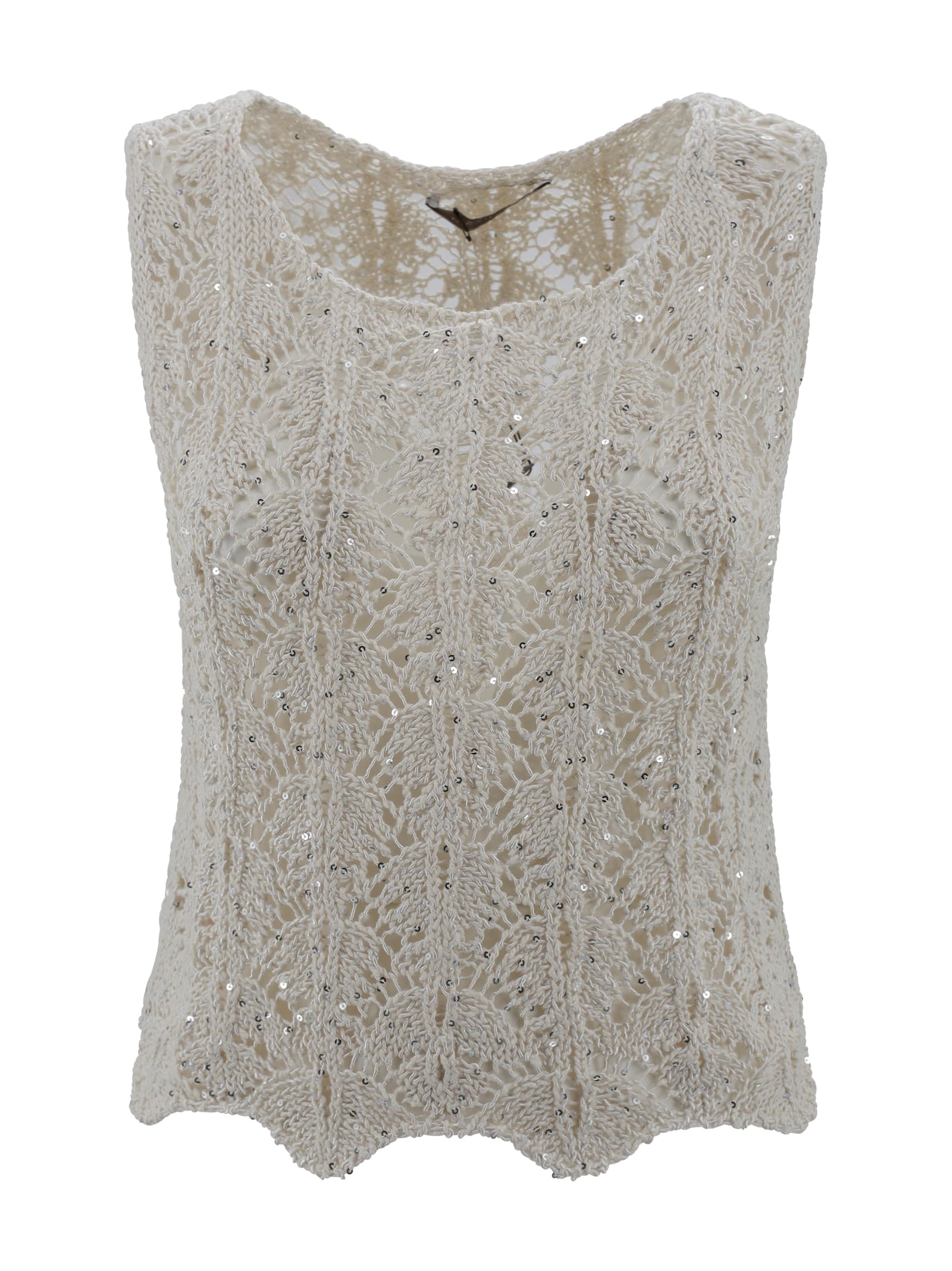 D. Exterior Lurex Lace Top