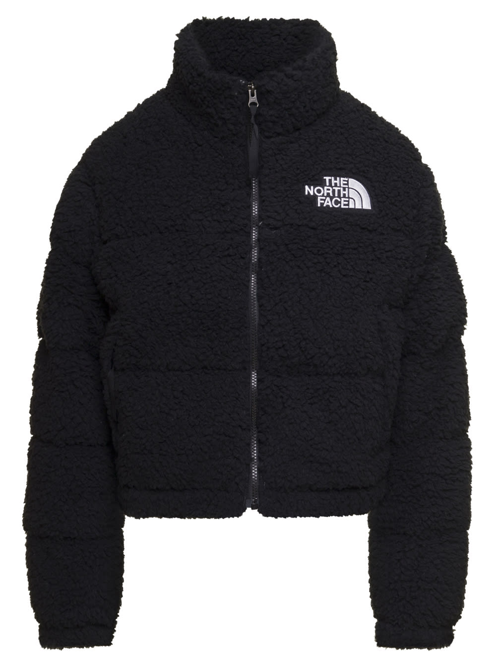 THE NORTH FACE NUPTSE SHORT BLACK HGH PILE JACKET WITH CONTRASTING LOGO WOMAN THE NORTH FACE