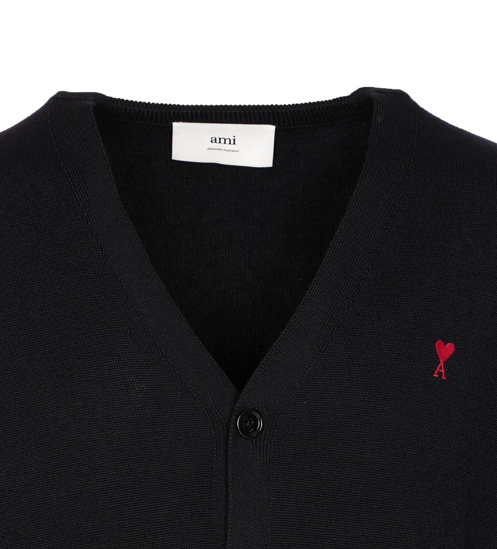 Ami Alexandre Mattiussi Ami Classic V-neck Cardigan With Button-down Front In Black