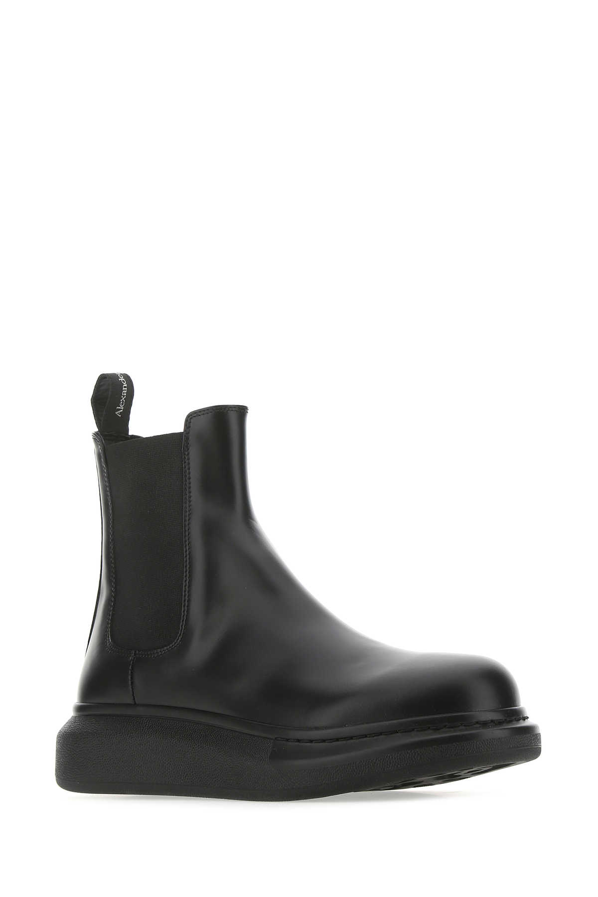 Shop Alexander Mcqueen Black Leather Hybrid Ankle Boots In 1000