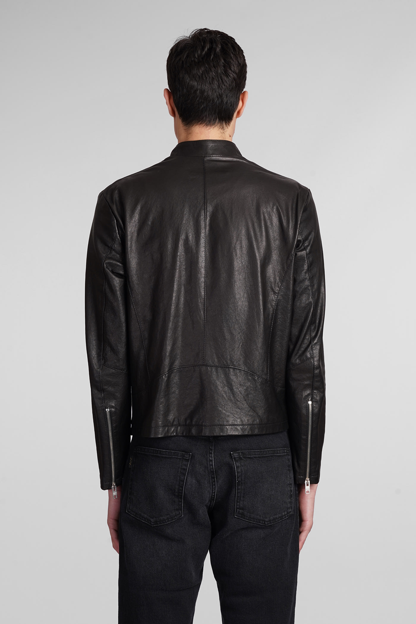 Shop Dfour Leather Jacket In Black Leather