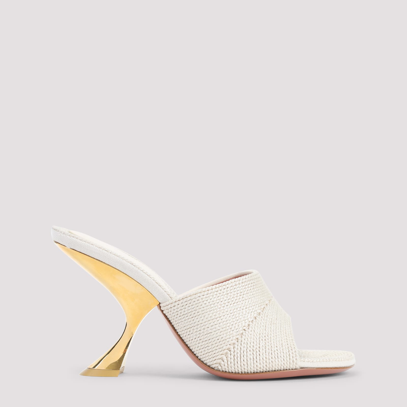 Amina Muaddi Taylor Woven 90 Slipper Sandals In Gold