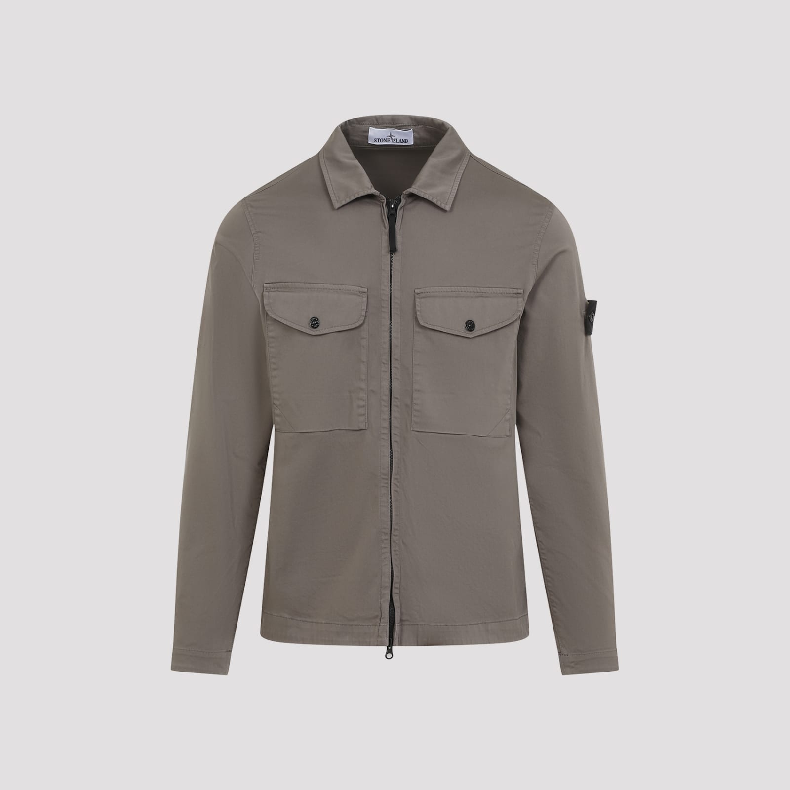 Shop Stone Island Cotton Overshirt In Grigio