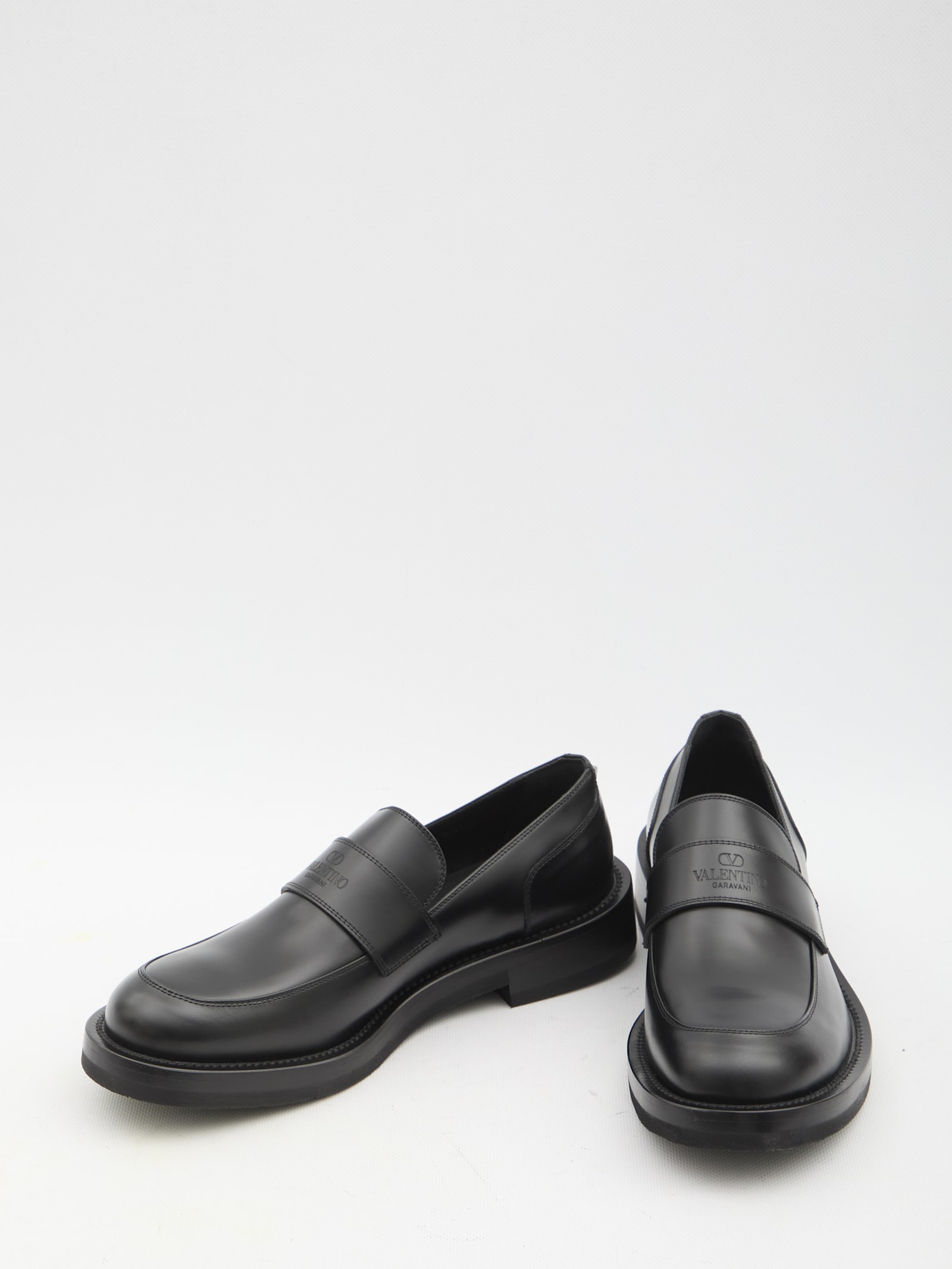 Shop Valentino Rockstud Essential Loafers In Black