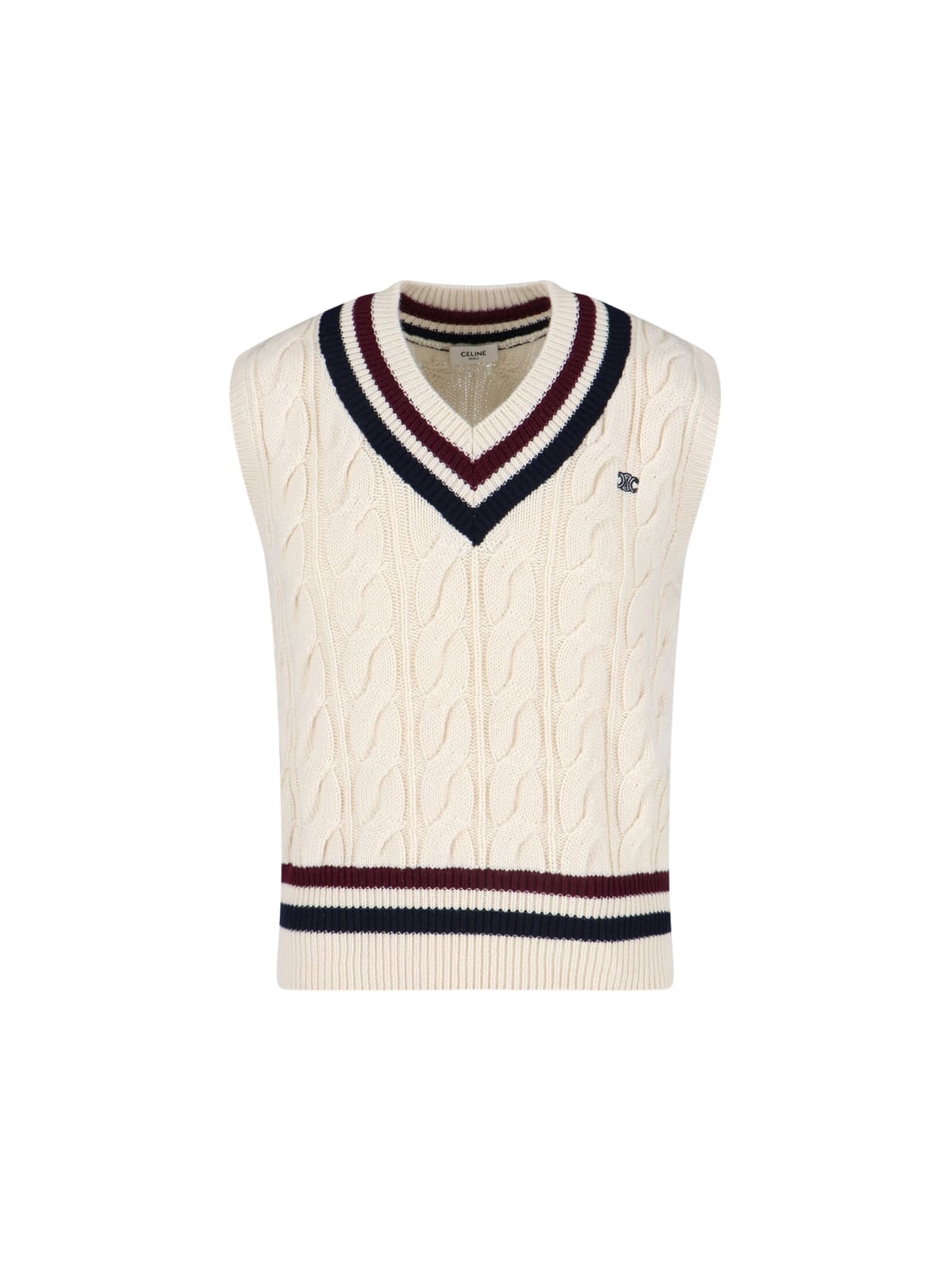 Celine Man Sweater Cream Size M Cashmere In White