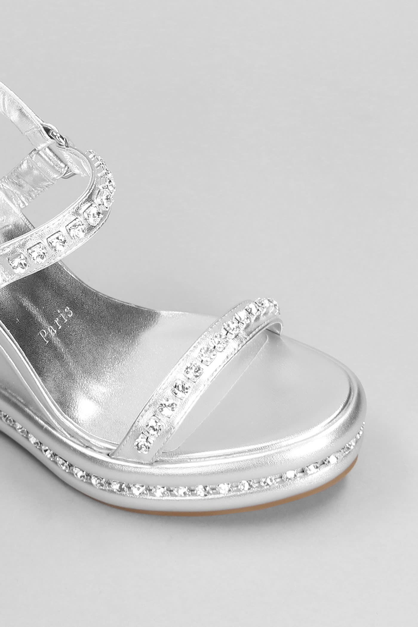 Shop Christian Louboutin Pyrastrass 110 Wedges In Silver Leather
