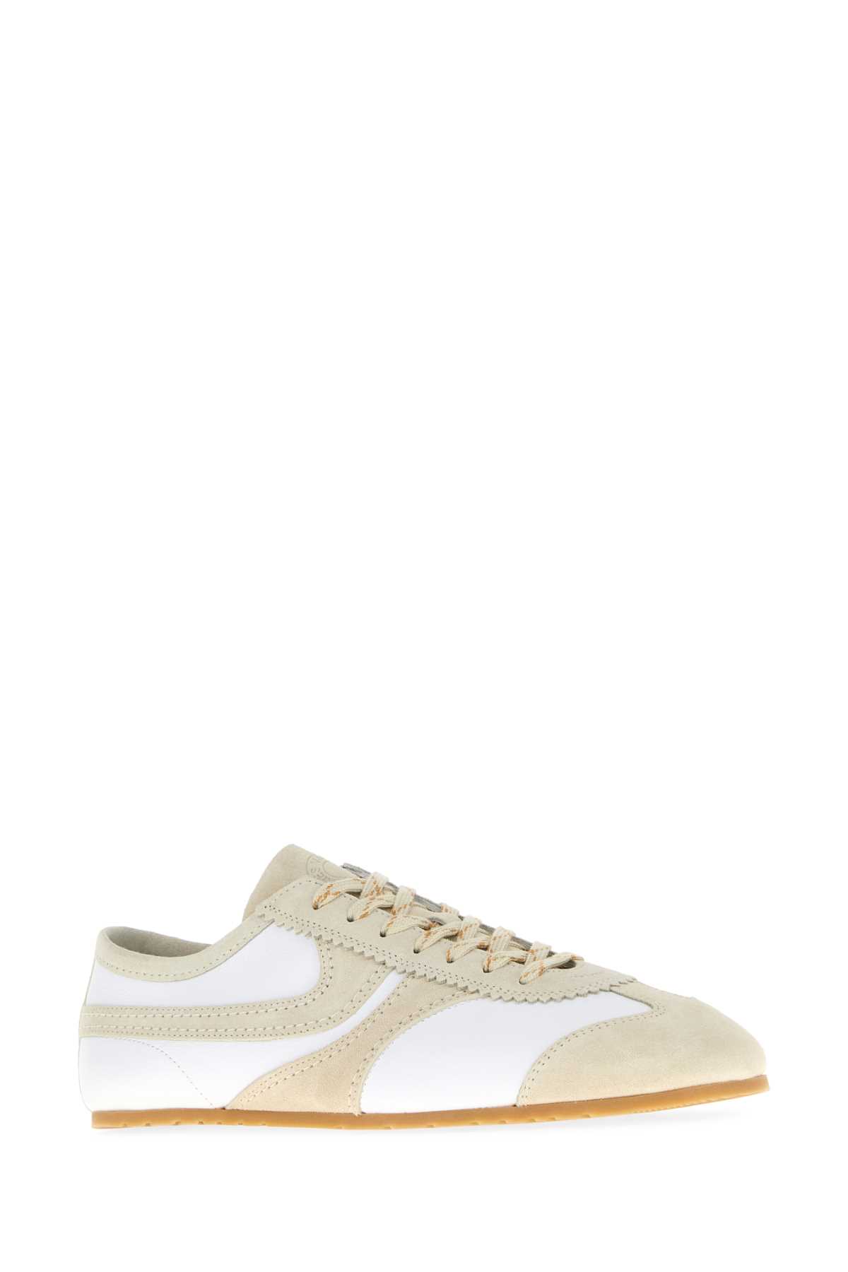 Dries Van Noten Leather And Suede Low Profile Sneakers In White
