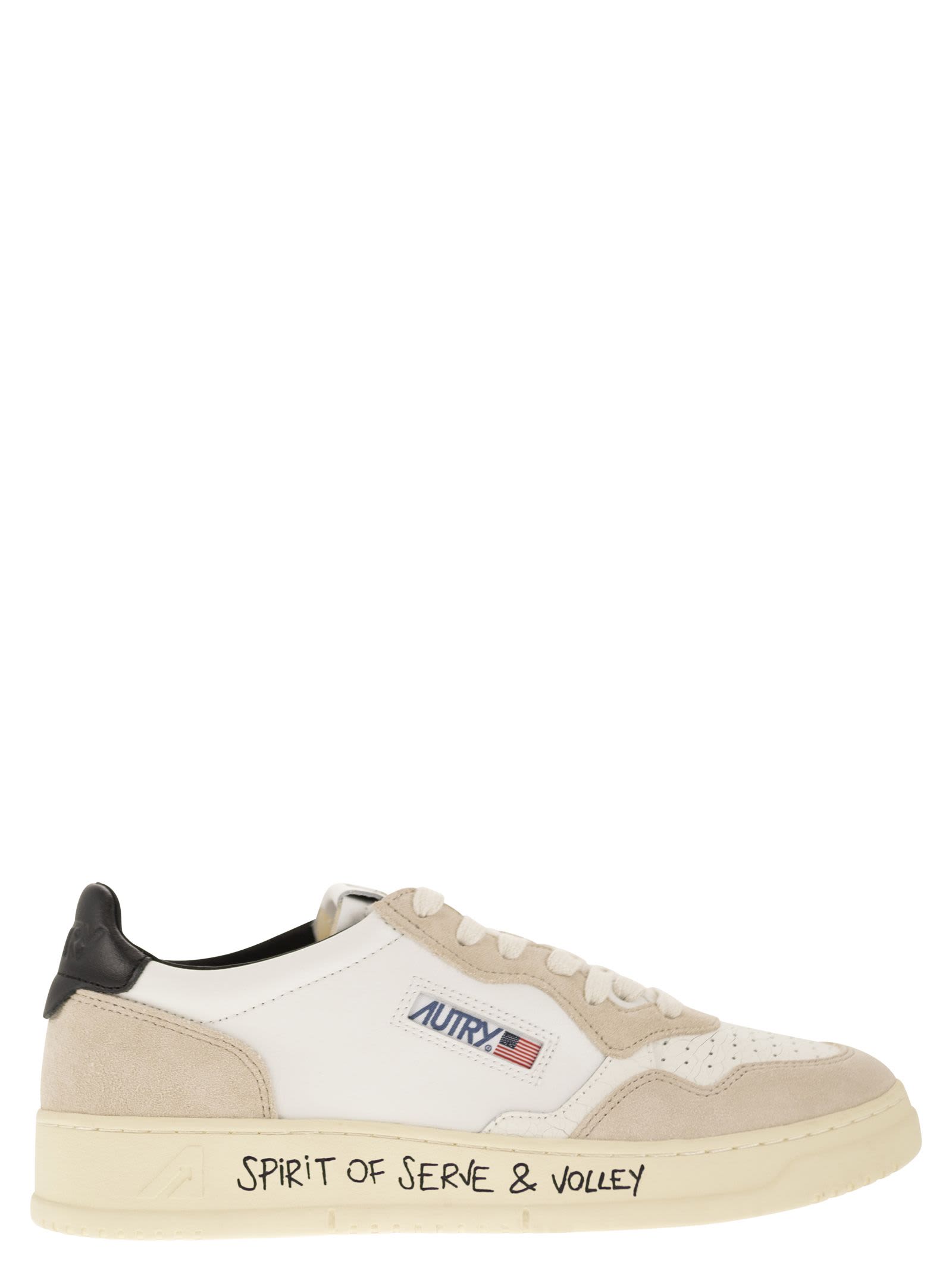 Shop Autry Medalist Low - Leather And Suede Sneakers In Bianco+nero