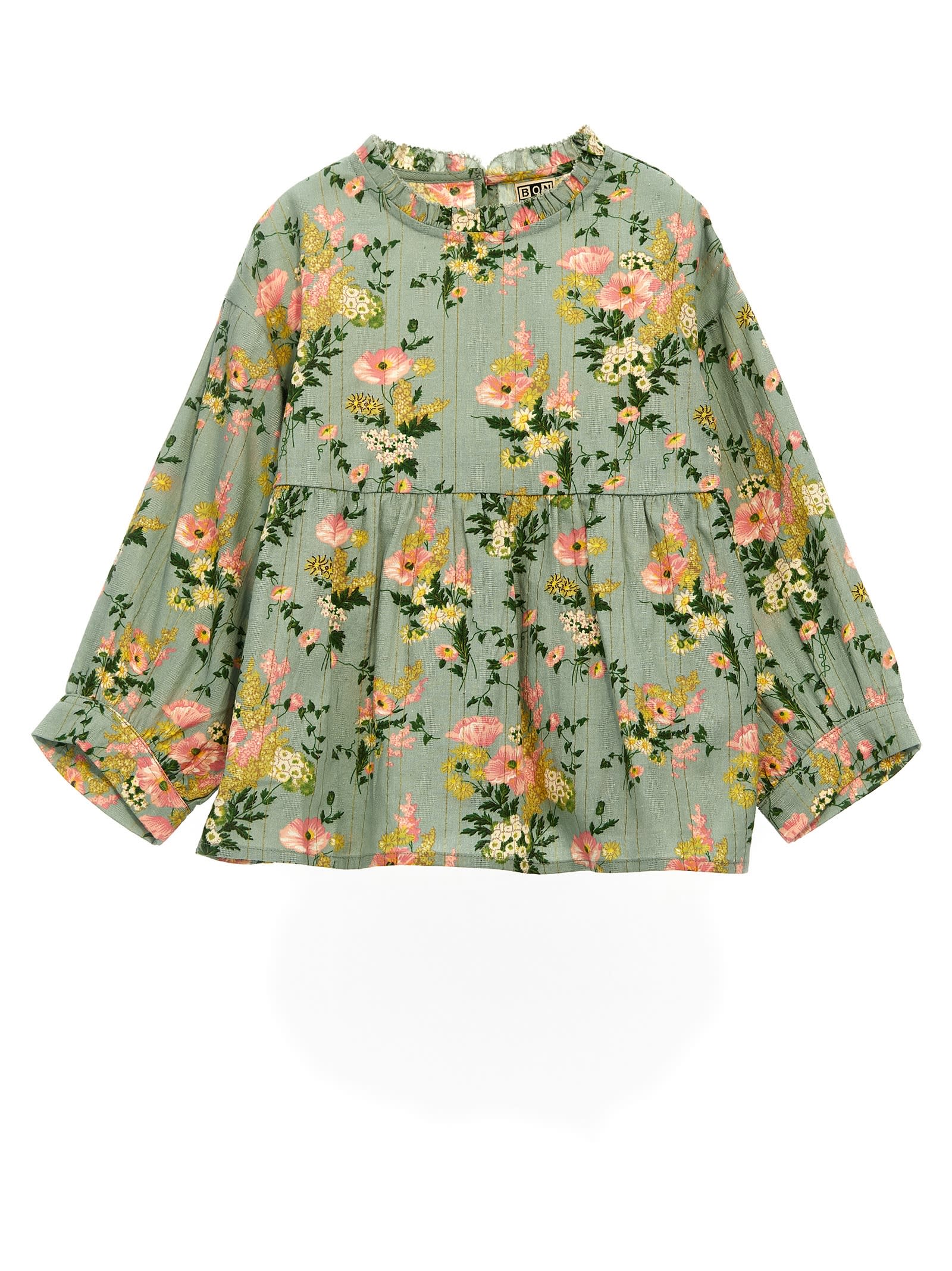 Bonton Floral-print Short-sleeved Blouse In Multicolor