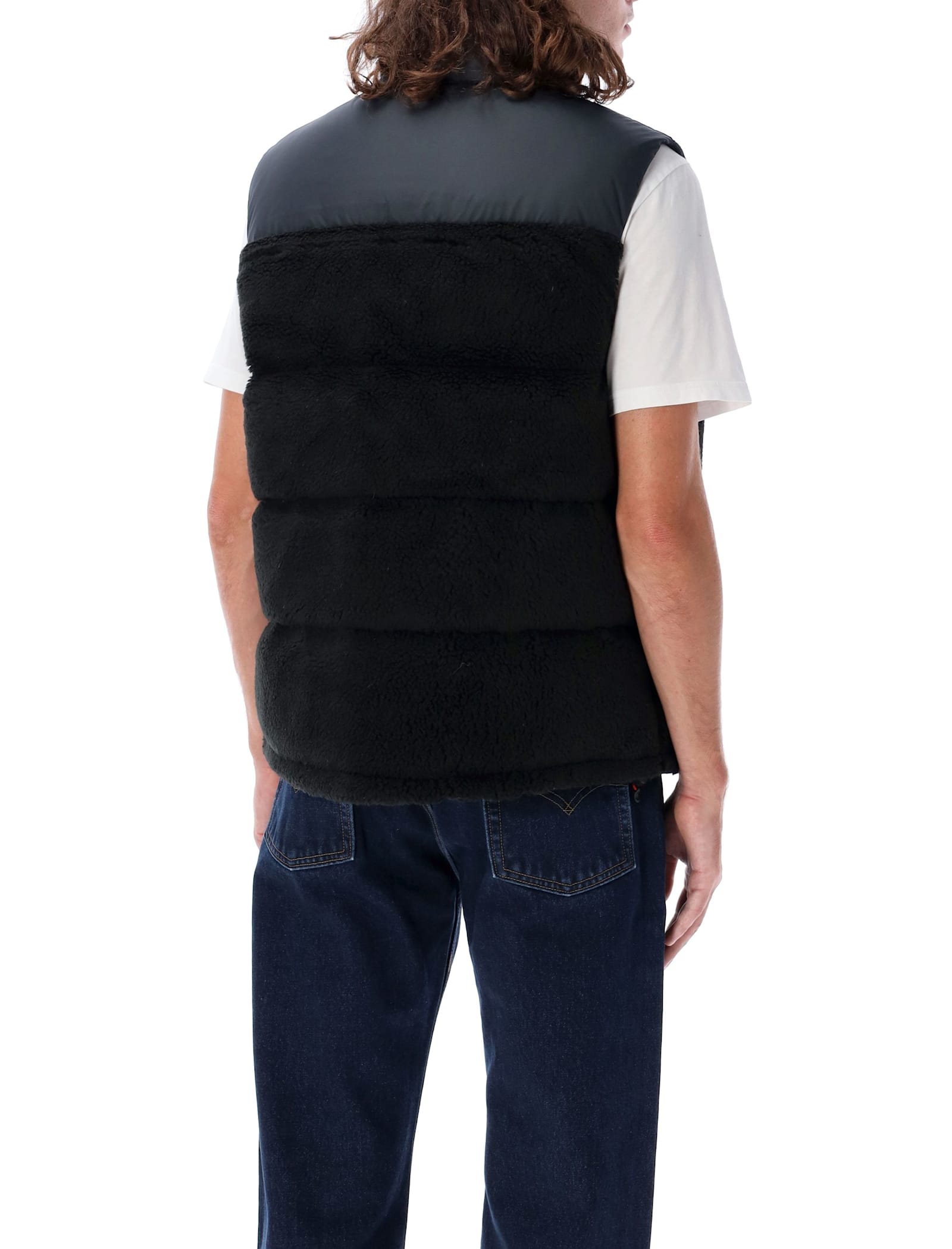 Shop Polo Ralph Lauren Puffer Pile Vest In Black