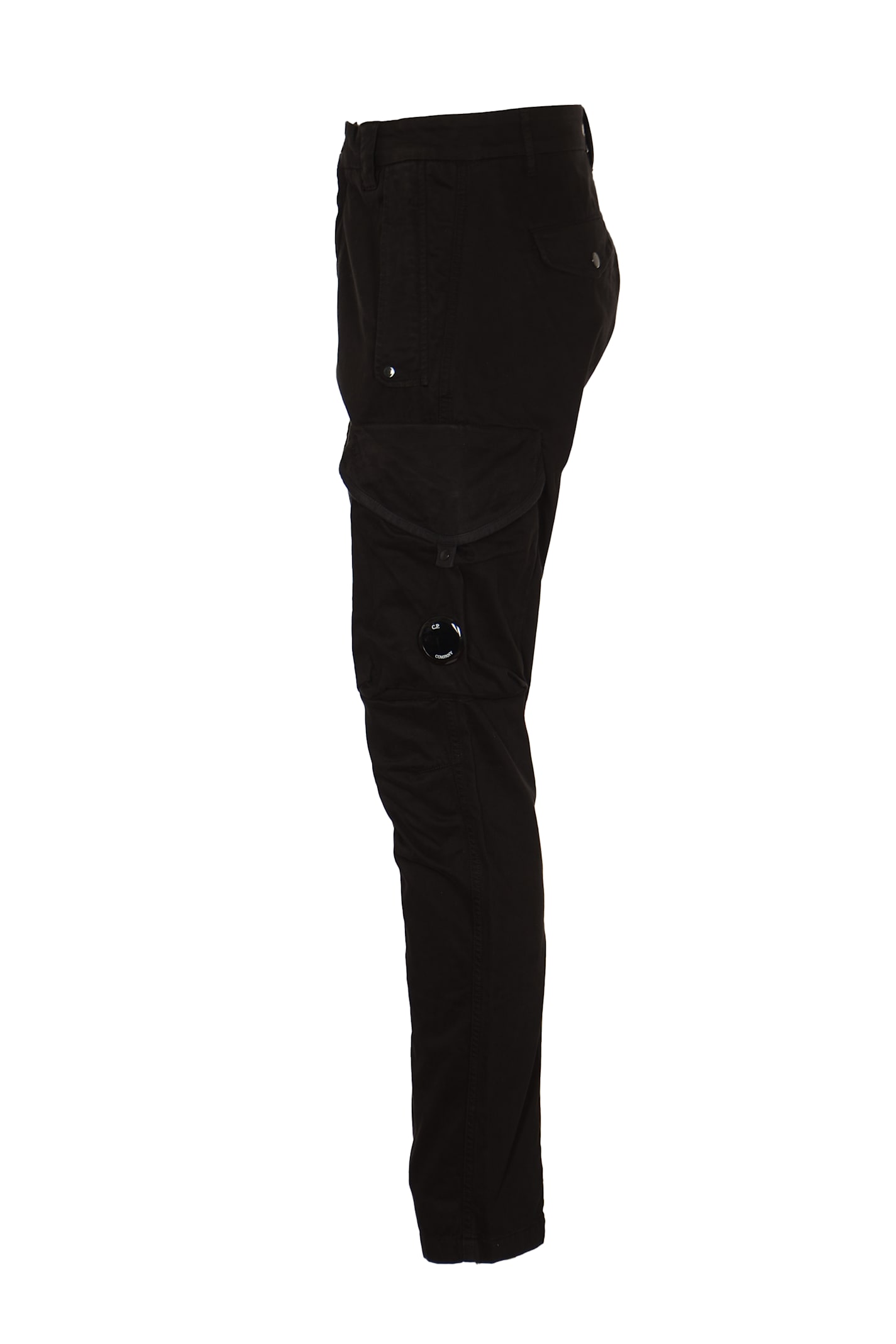 Shop C.p. Company Cargo Fitted Trousers In Black