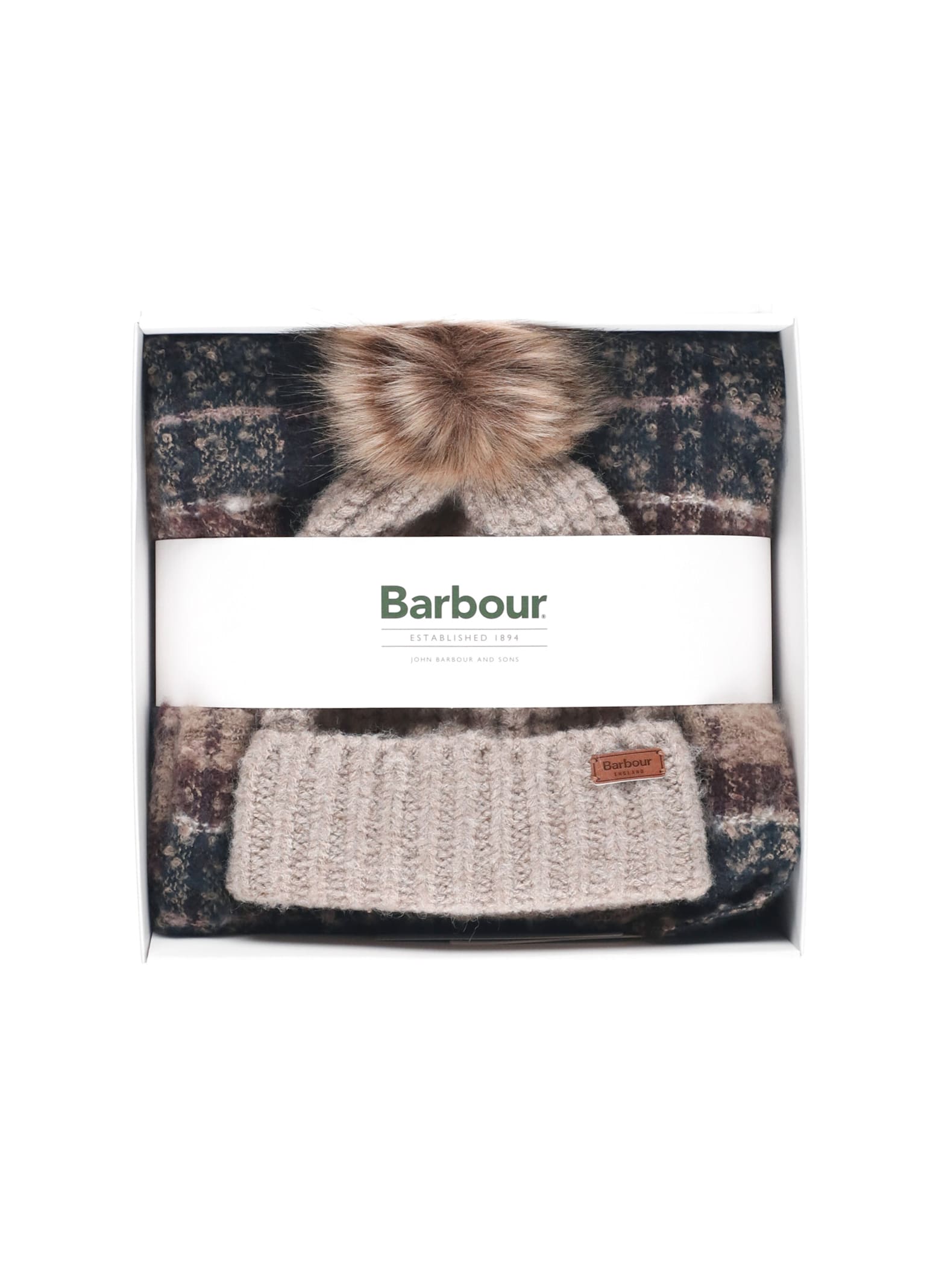 Barbour Saltburn Beanie And Scarf Two Pieces Set In Multi