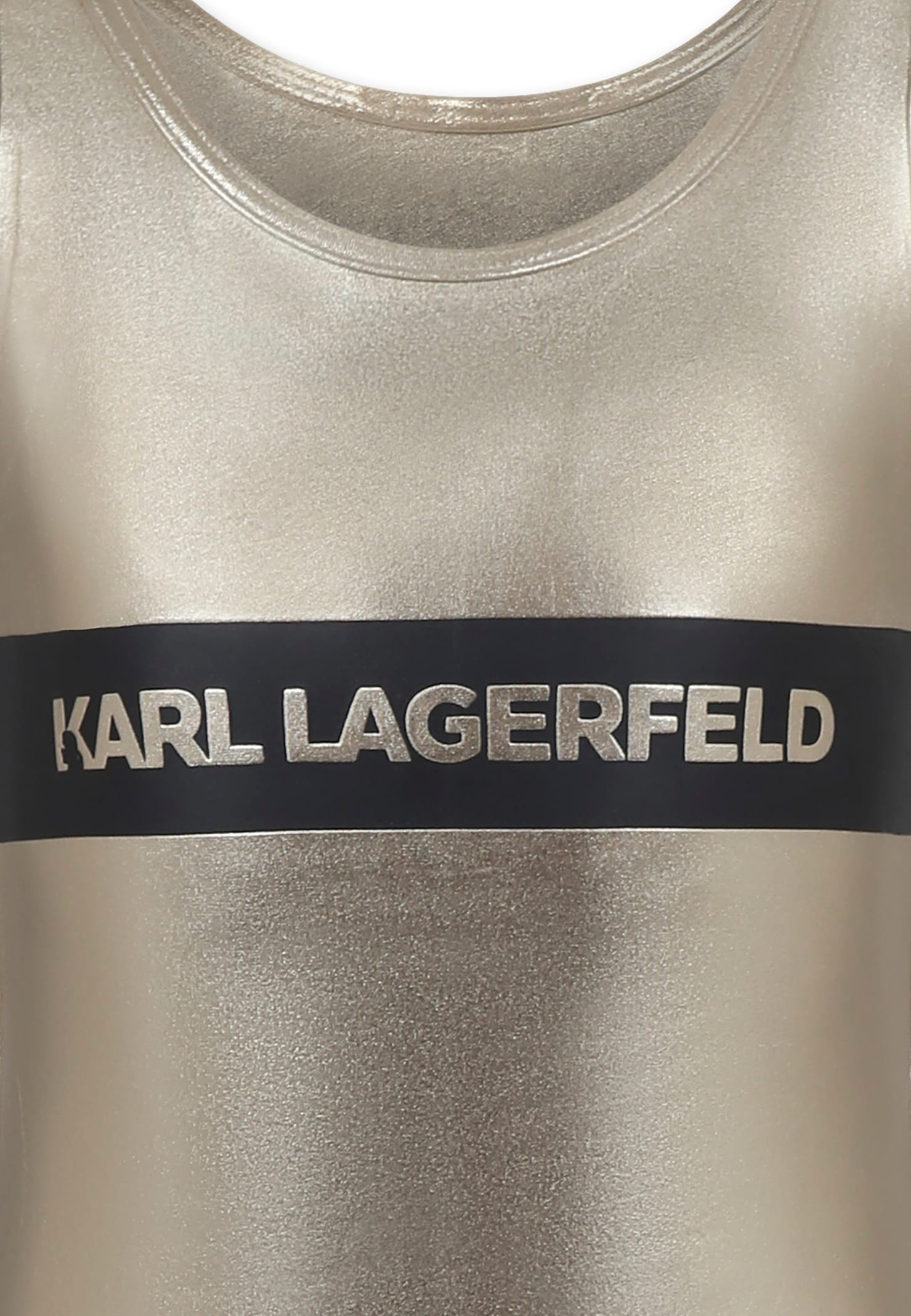 Karl Lagerfeld Gold Swimsuit For Girl With Logo In Gold