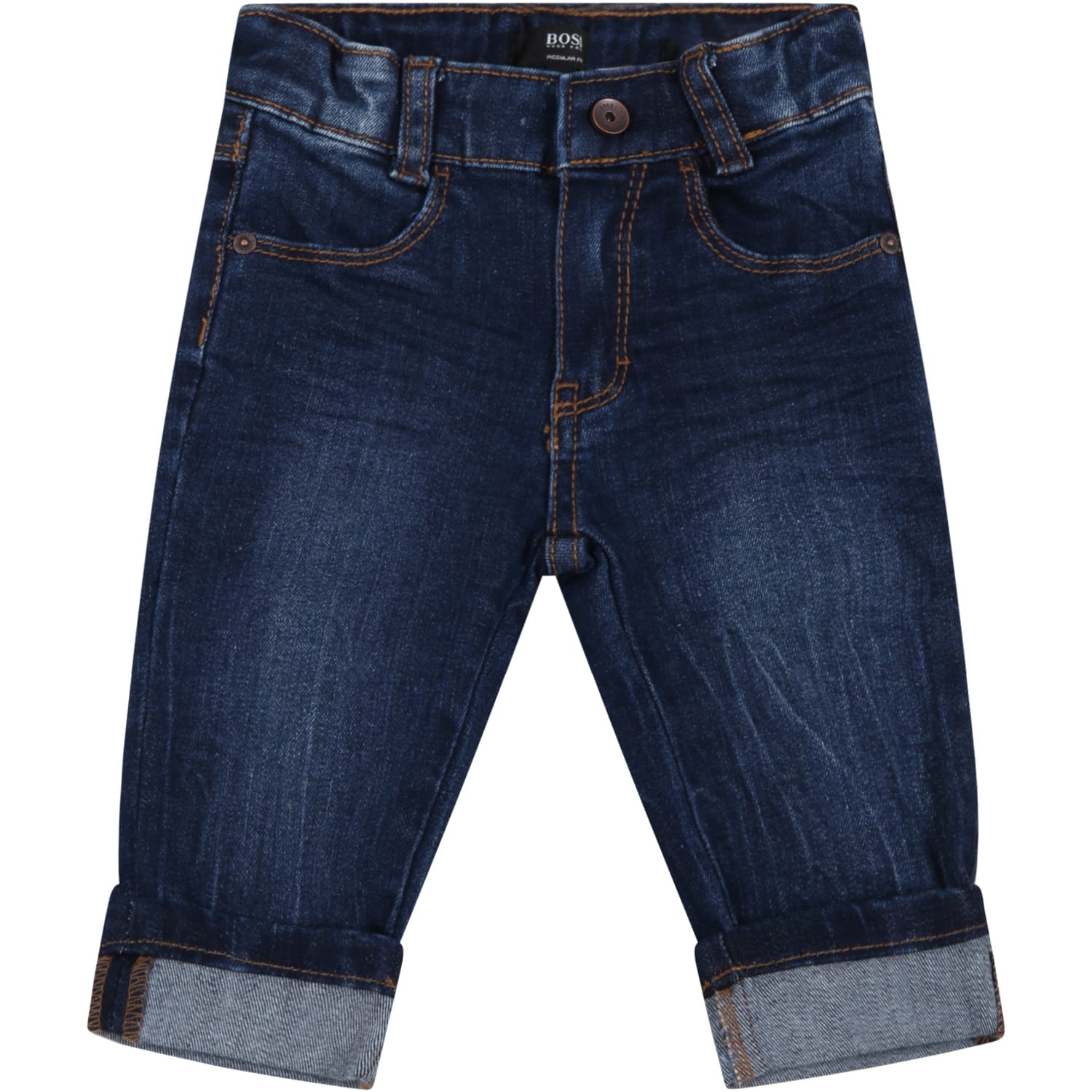 Hugo Boss Blue Jeans For Baby Boy With Logo