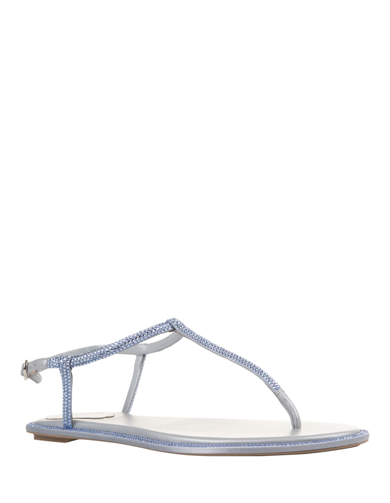 Shop René Caovilla Light Blue Diana Low Jewel Sandals