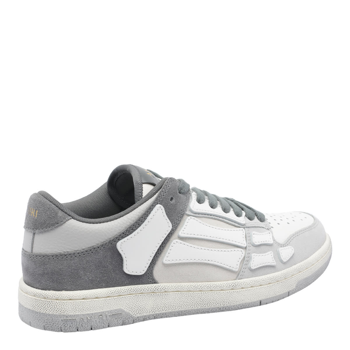 Amiri Distressed Low Top Sneakers With Skeleton Detail In Gray