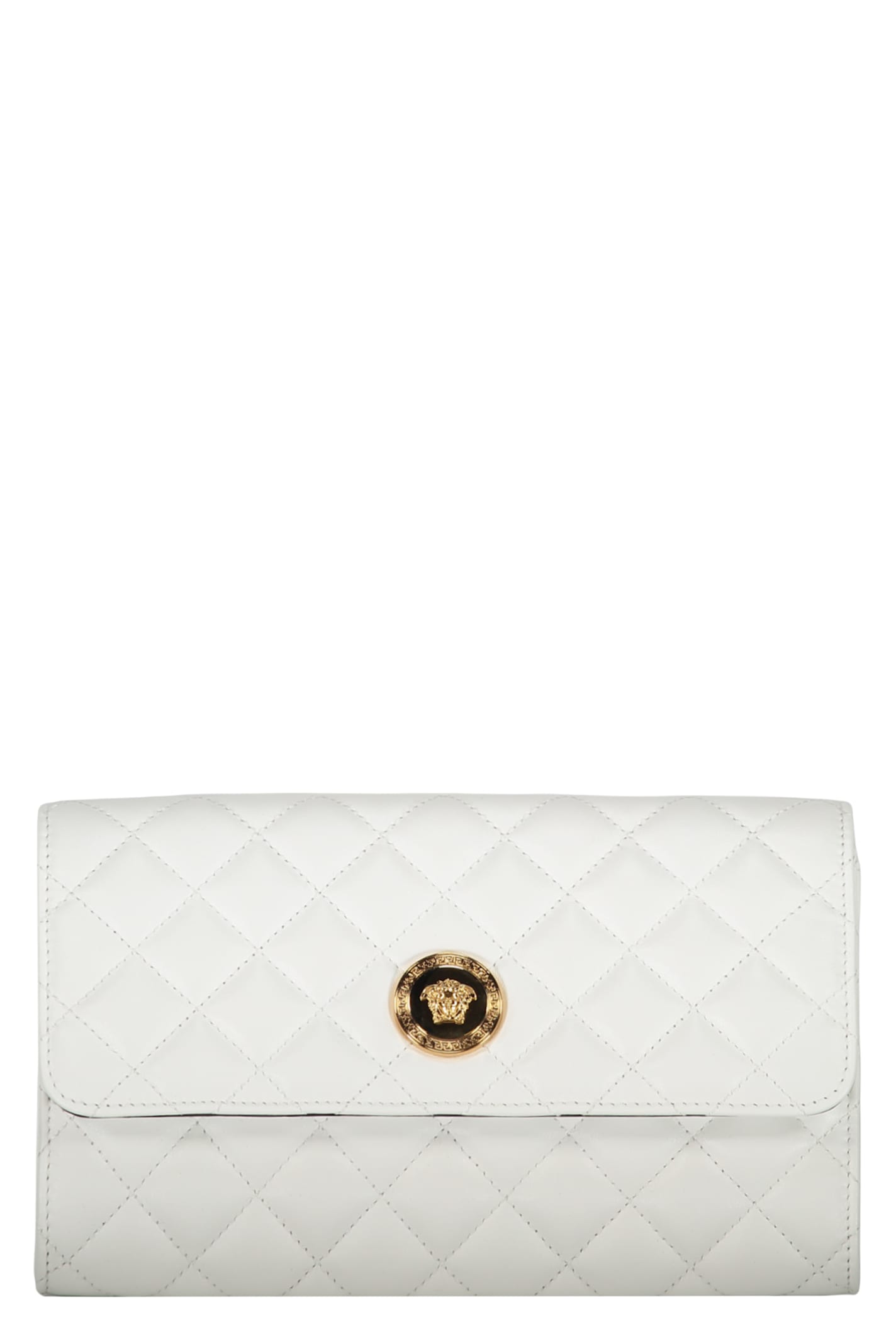 Versace Leather Crossbody Bag In White